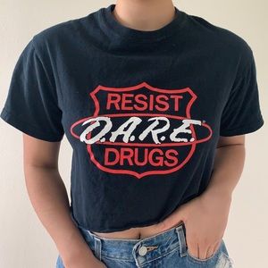 D.A.R.E. Black vintage tee crop